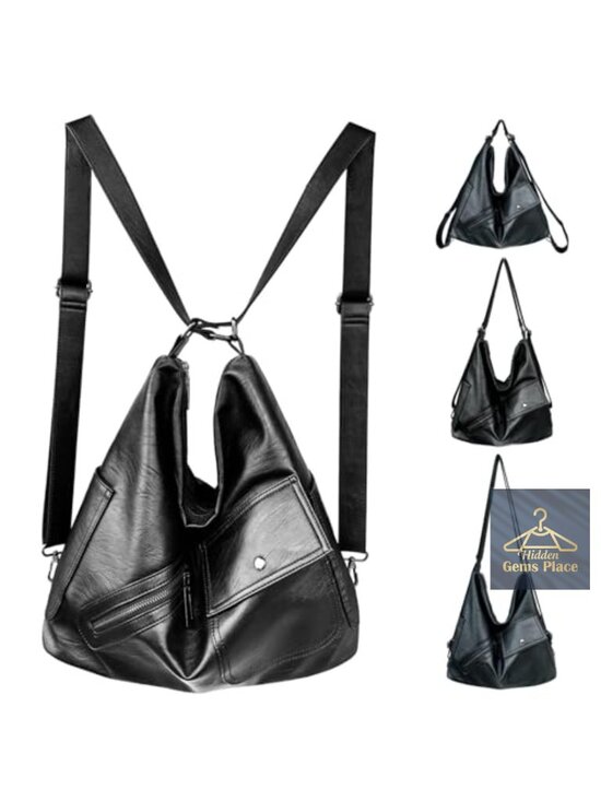 4-in-1 Convertible Crossbody Backpack Purse - Very Large Vegan Leather Tote main image 5